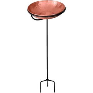 Pure Copper Hand Hammered Standing Bird Bath and Feeder w/Iron
